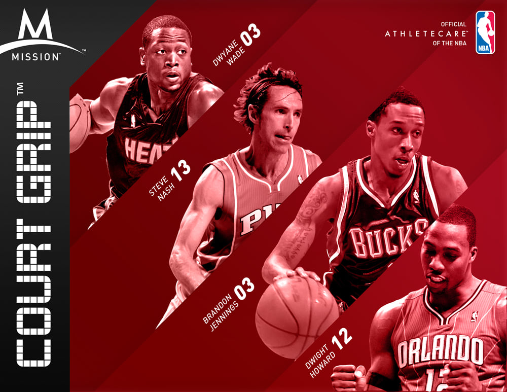 The header card artwork, four athletes laid along red diagonals with their numbers