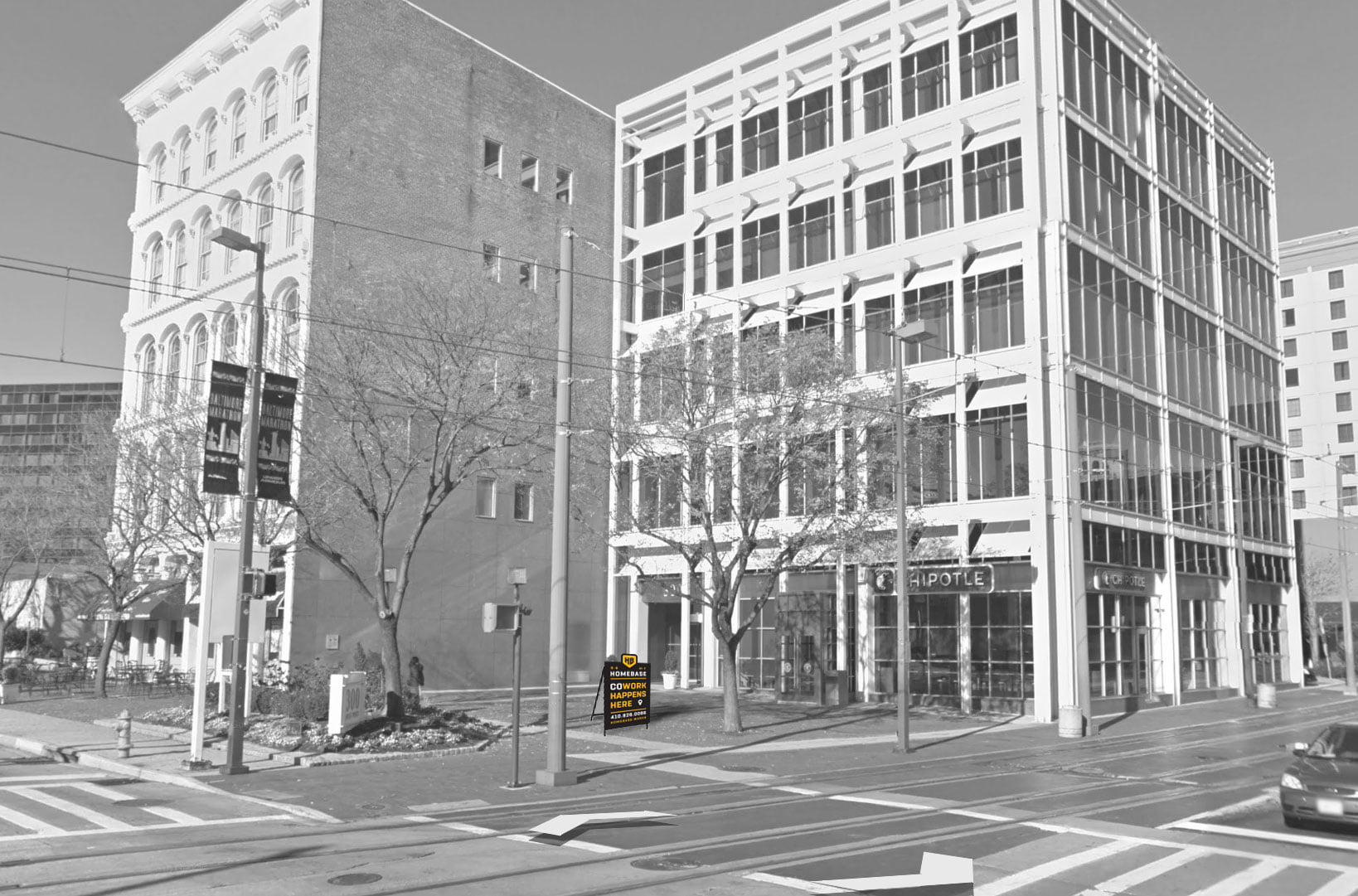 The A-frame mocked up on West Pratt, on the block it had to hold its own on