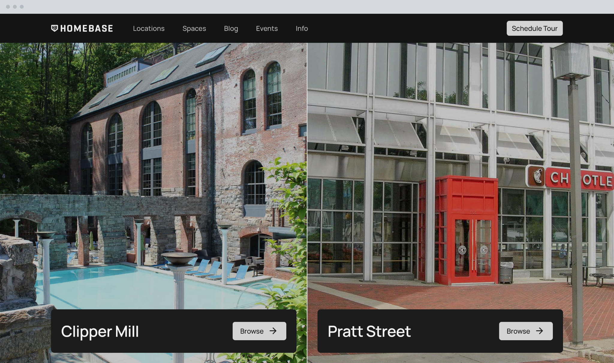 The 2025 rebuild, with Clipper Mill and Pratt Street splitting the first screen