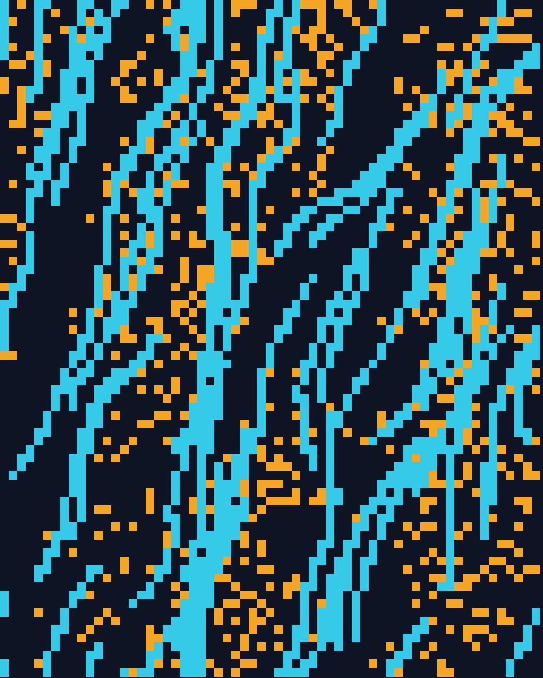Five seeds from one run, with structure and palette held: a set rather than a picture