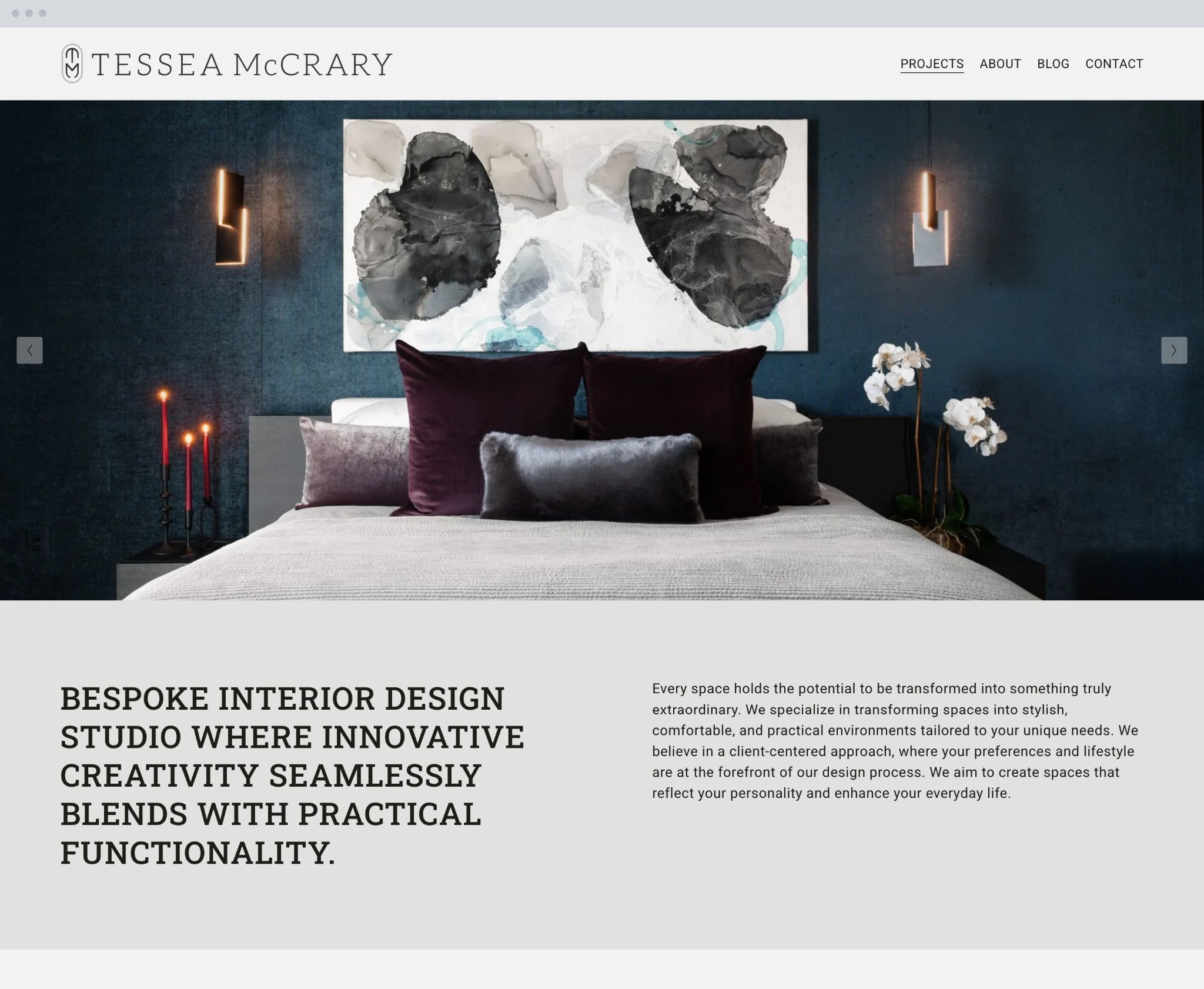 The homepage, a finished room above the copy rather than below it